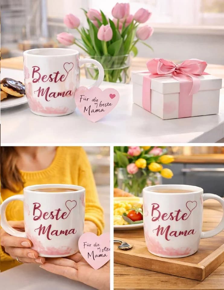 HI Tasse Beste Mama 400ml Porzellan Bunt