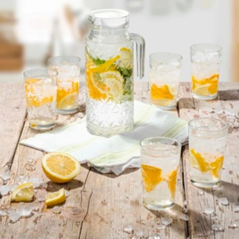 Haushalt International Wasserkaraffe-Set Glas 1200ml inkl. 6 Gläser