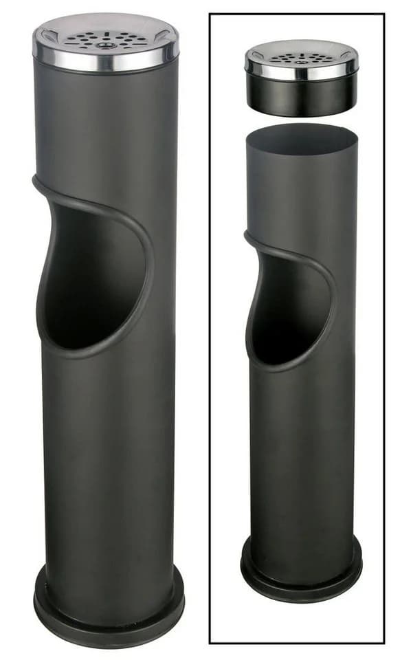 Haushalt International Stehaschenbecher Schwarz Metall 2in1 - Bild 2