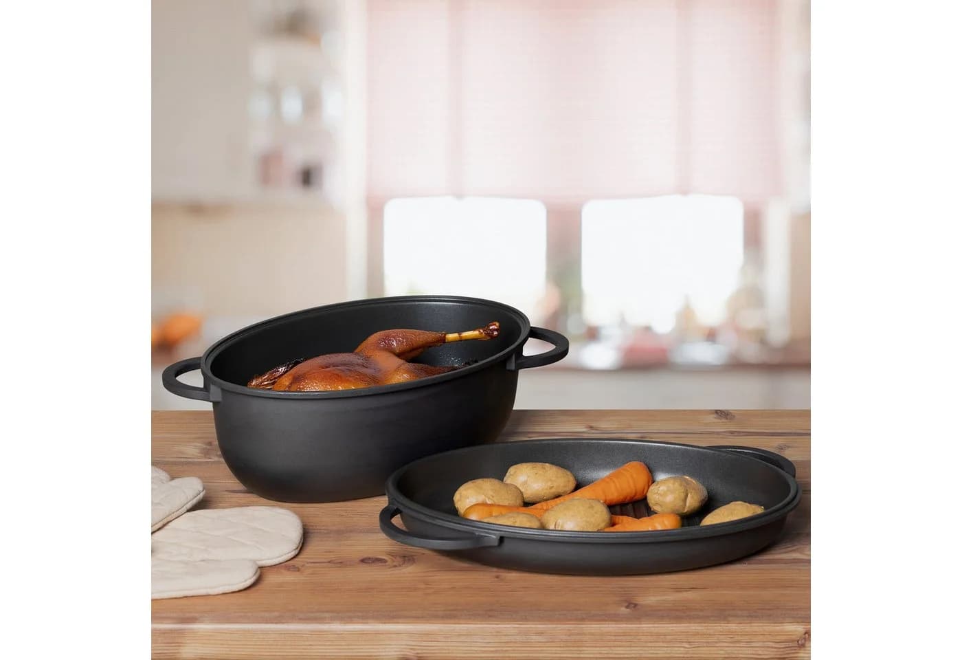Haushalt International Bräter 2in1 Aluminiumguss mit Grilldeckel - Bild 5