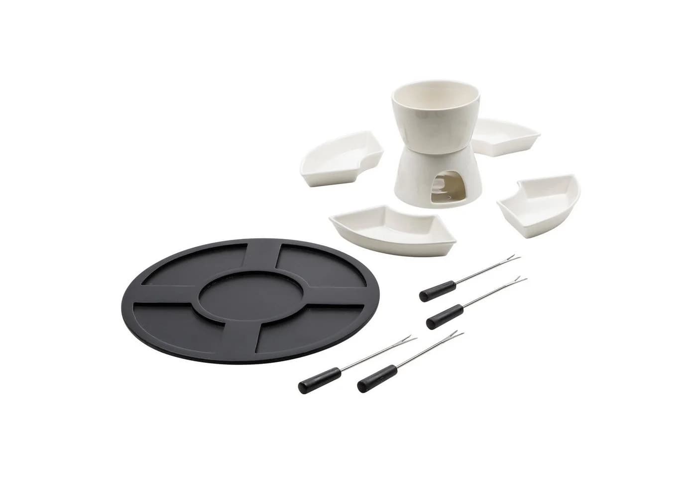 Haushalt International Fondue-Set 11-tlg. Keramik Weiß Schwarz
