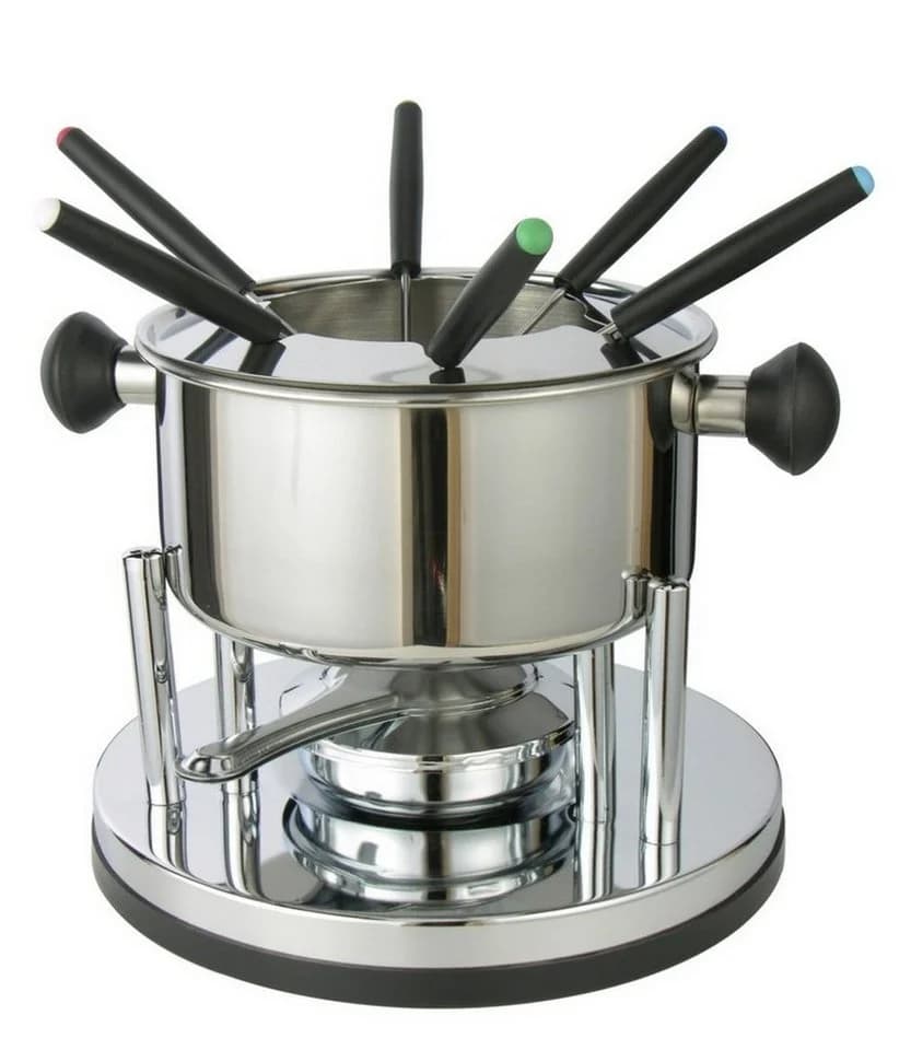 Haushalt International 10-tlg. Fondue-Set Edelstahl Silber mit Pastenbrenner - Bild 2