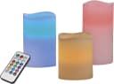 Haushalt International LED-Echtwachs-Kerzen 3er Set Weiß Farbwechsel Bild 1