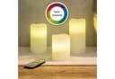 Haushalt International LED-Echtwachs-Kerzen 3er Set Weiß Farbwechsel Bild 2