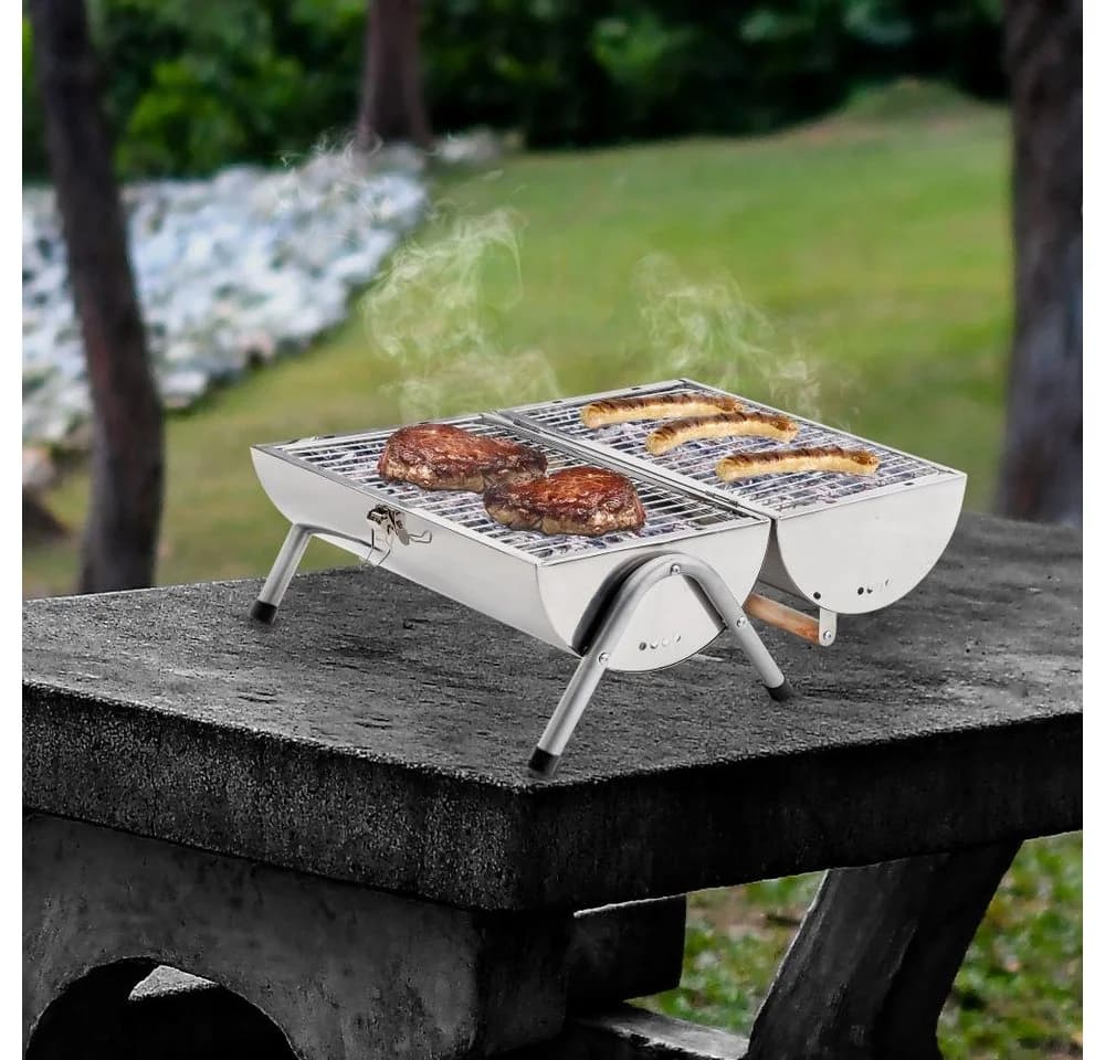 Haushalt International Picknick Grill Edelstahl Kompakt