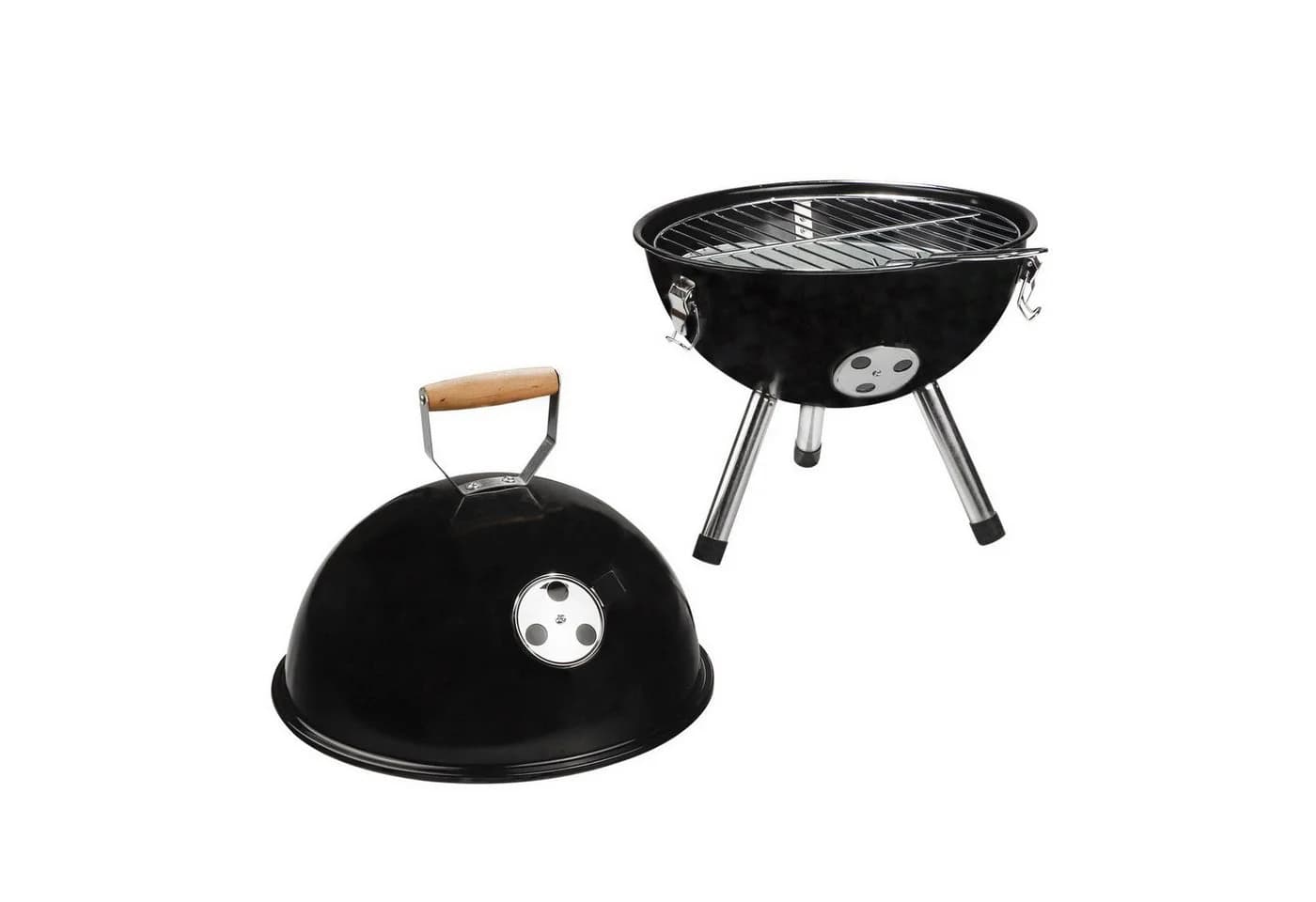 Haushalt International Mini-Kugelgrill Schwarz mit Holzgriff - Bild 3