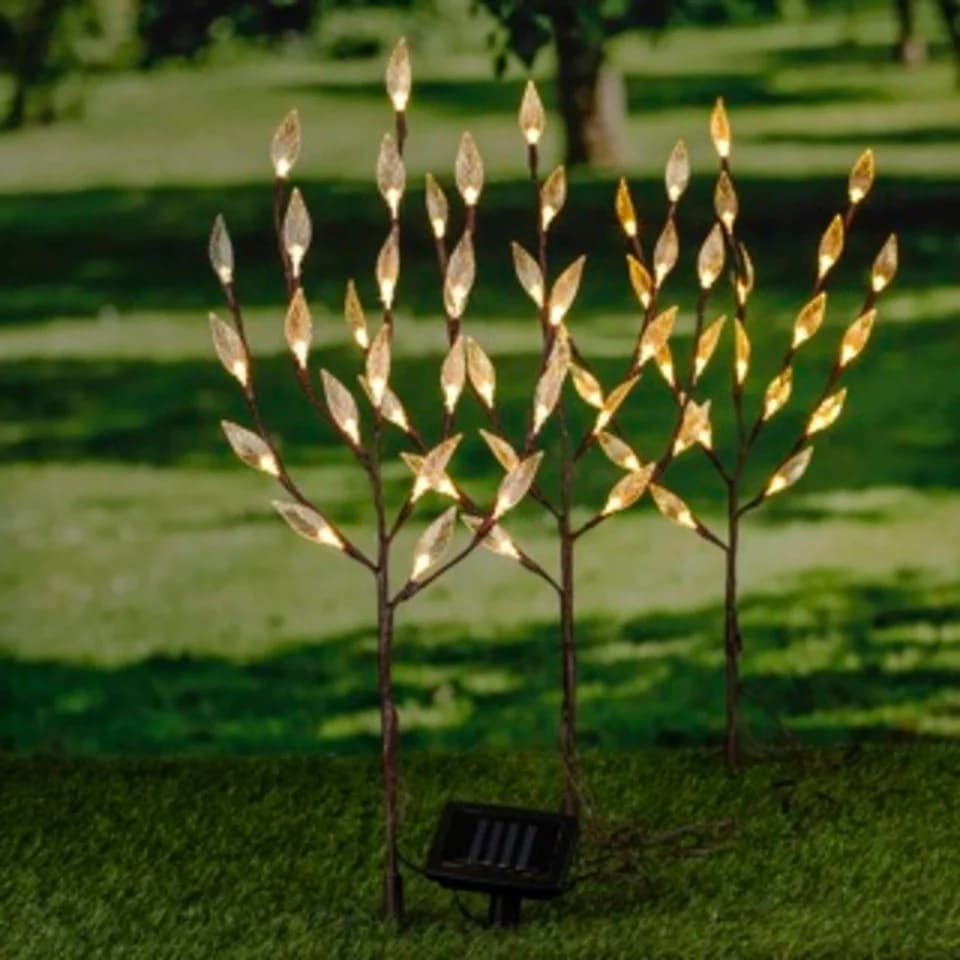 Haushalt International Gartenfigur LED Solar-Strauch 3er Set Warmweiß