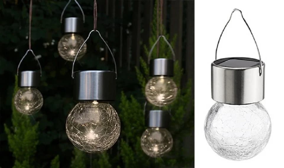 Ab ins Grüne LED Solar Hängeleuchte 5er-Set Crackle Glas Warmweiß - Bild 2