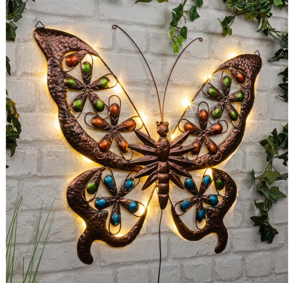 Haushalt International Solar-Wandleuchte Schmetterling LED Kupferoptik - Bild 2