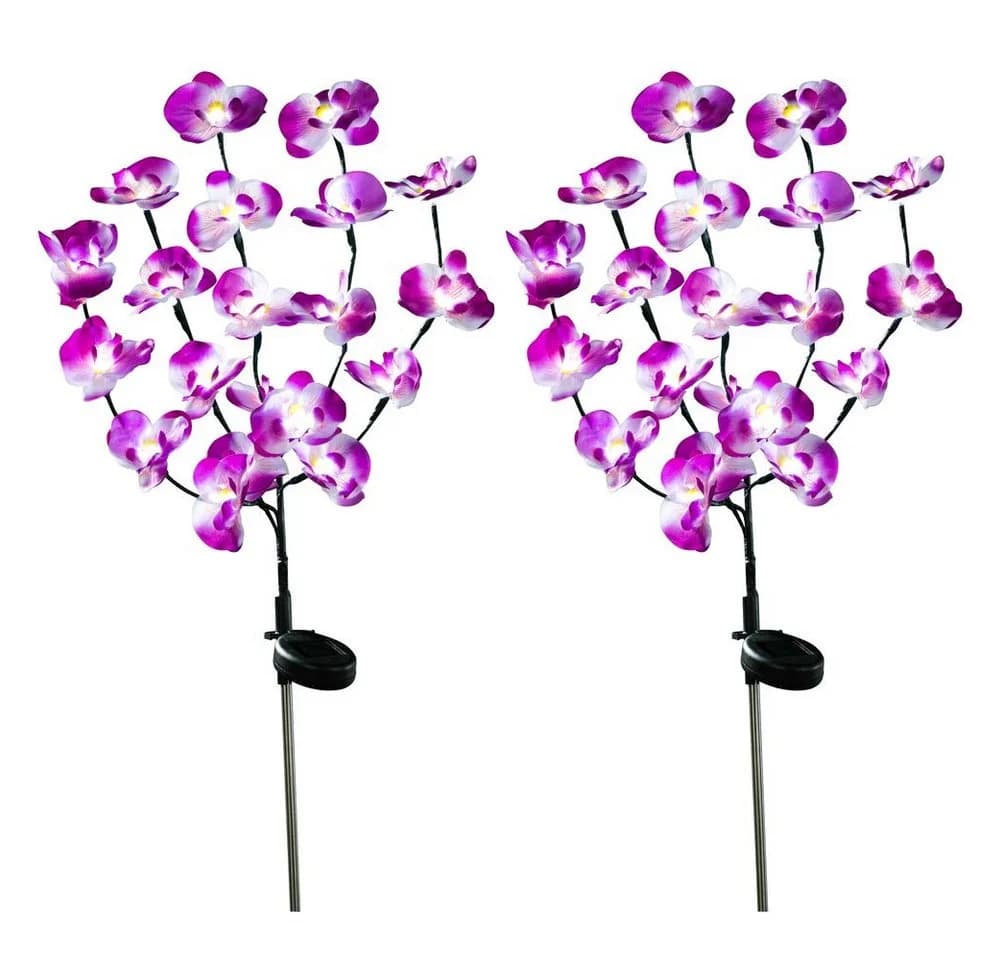 Haushalt International LED Solarleuchte Orchidee Blume Gartenlicht