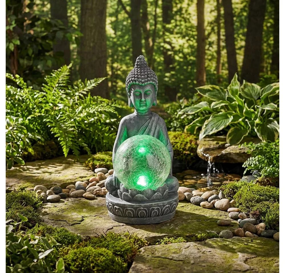 Haushalt International LED Solarleuchte Buddha Figur Warmweiß Farbwechsel - Bild 4