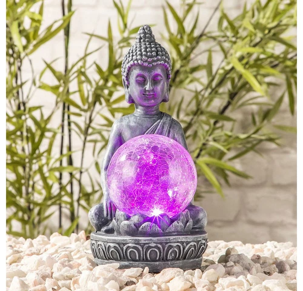Haushalt International LED Solarleuchte Buddha Figur Warmweiß Farbwechsel - Bild 5