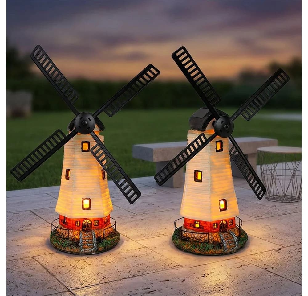 Haushalt International LED Solarleuchte Windmühle 2er Set Bunt - Bild 2