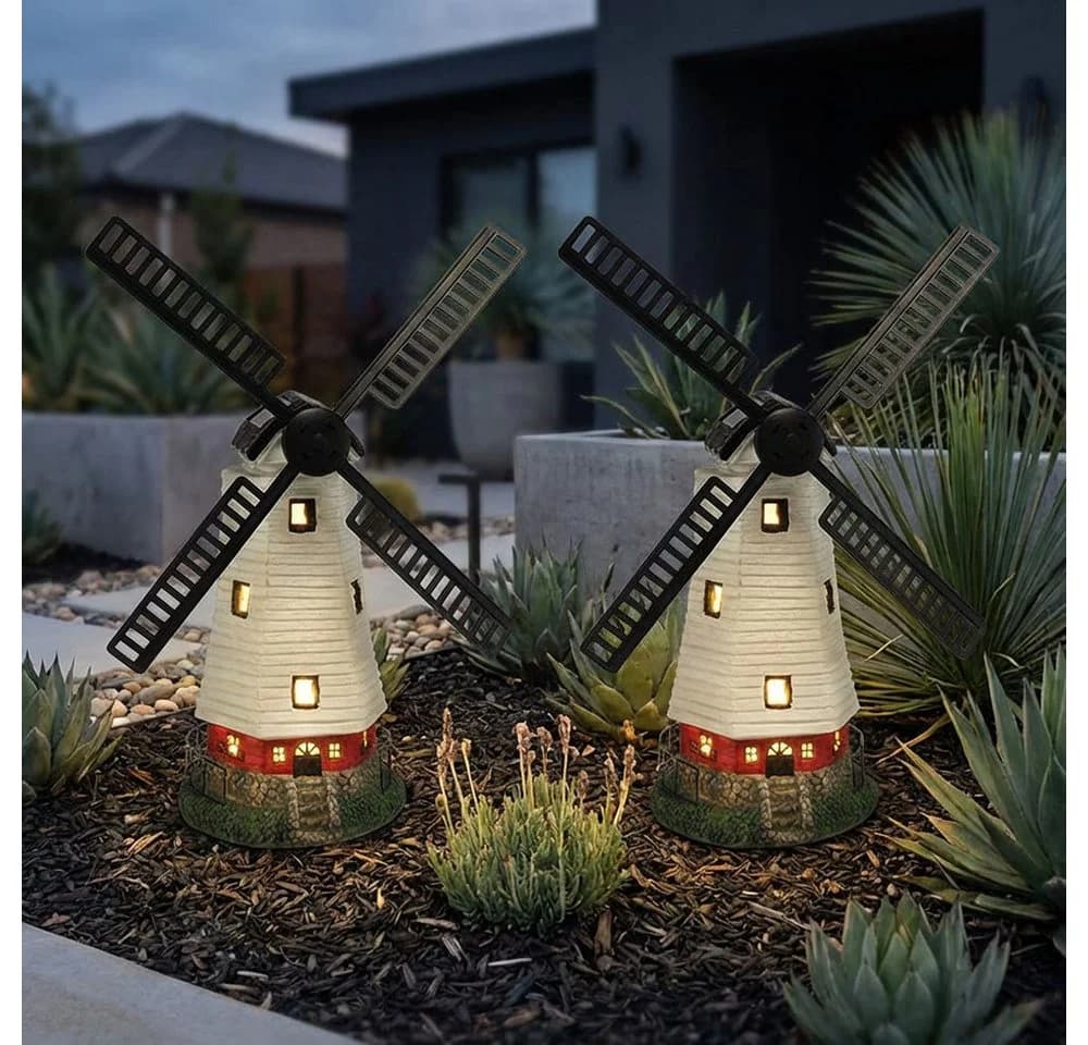 Haushalt International LED Solarleuchte Windmühle 2er Set Bunt - Bild 5