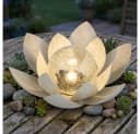 Haushalt International LED Solarleuchte Lotusblume Weiß Glas 27,6cm 2er Set Bild 4