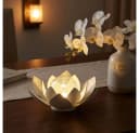 Haushalt International LED Solarleuchte Lotusblume Weiß Glas 27,6cm 2er Set Bild 5