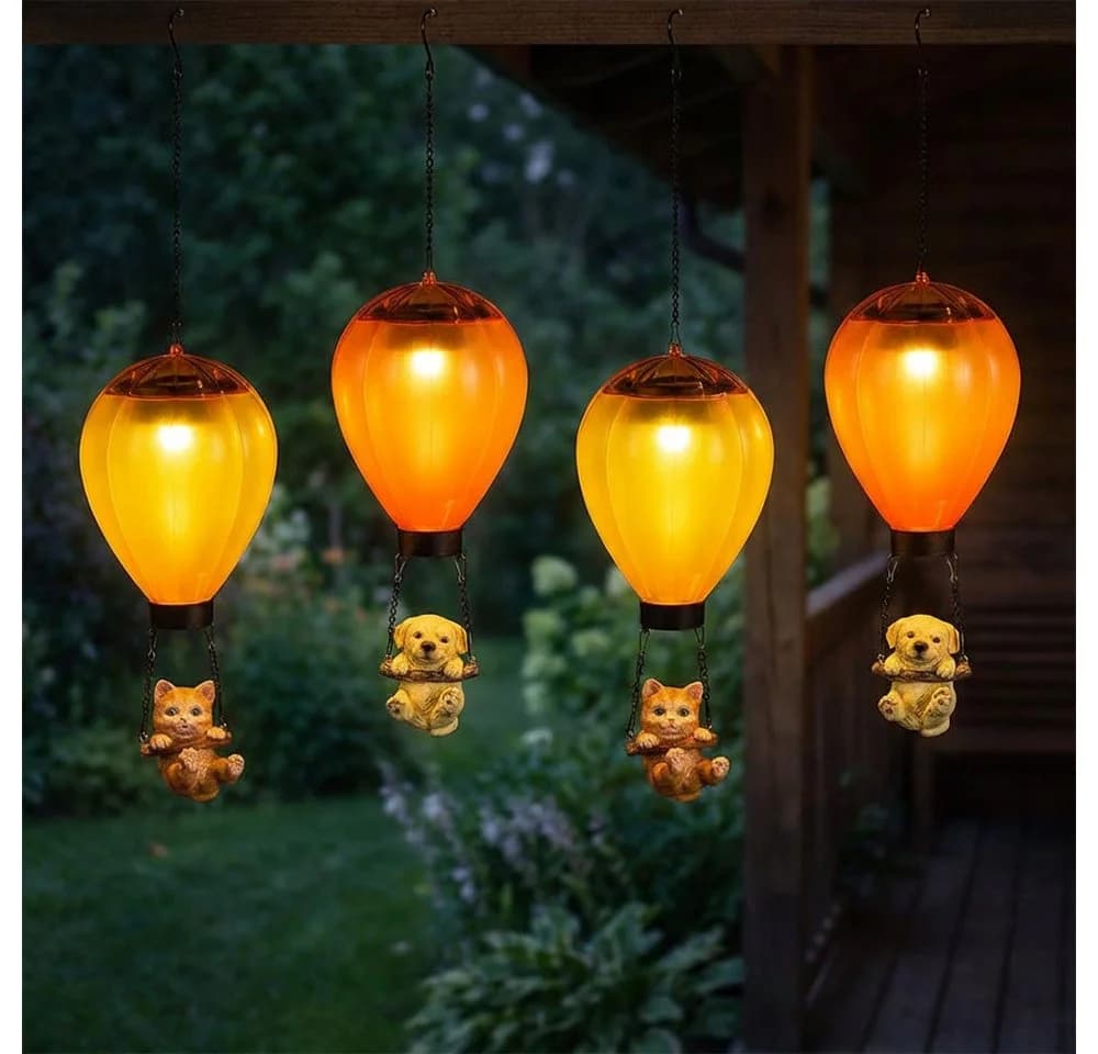 Haushalt International Solar Hängelampe LED Außen 4er Set Warmweiß Bunt - Bild 4