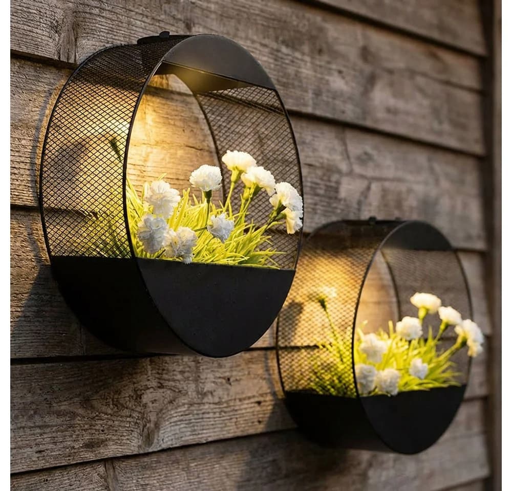 Haushalt International Solar Wandlampe mit Pflanzgefäß Schwarz 2er Set - Bild 2