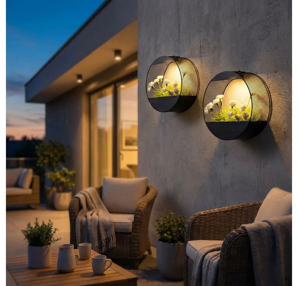 Haushalt International Solar Wandlampe mit Pflanzgefäß Schwarz 2er Set - Bild 4