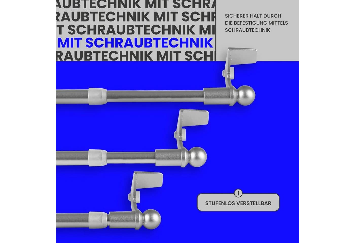 Bestlivings Klemmstange EASY Silber Metall Ausdrehbar Ohne Bohren - Bild 5