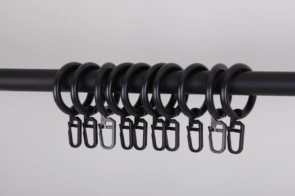 Clever-Kauf-24 Gardinenring Set 10-tlg. Schwarz für 16mm Stangen