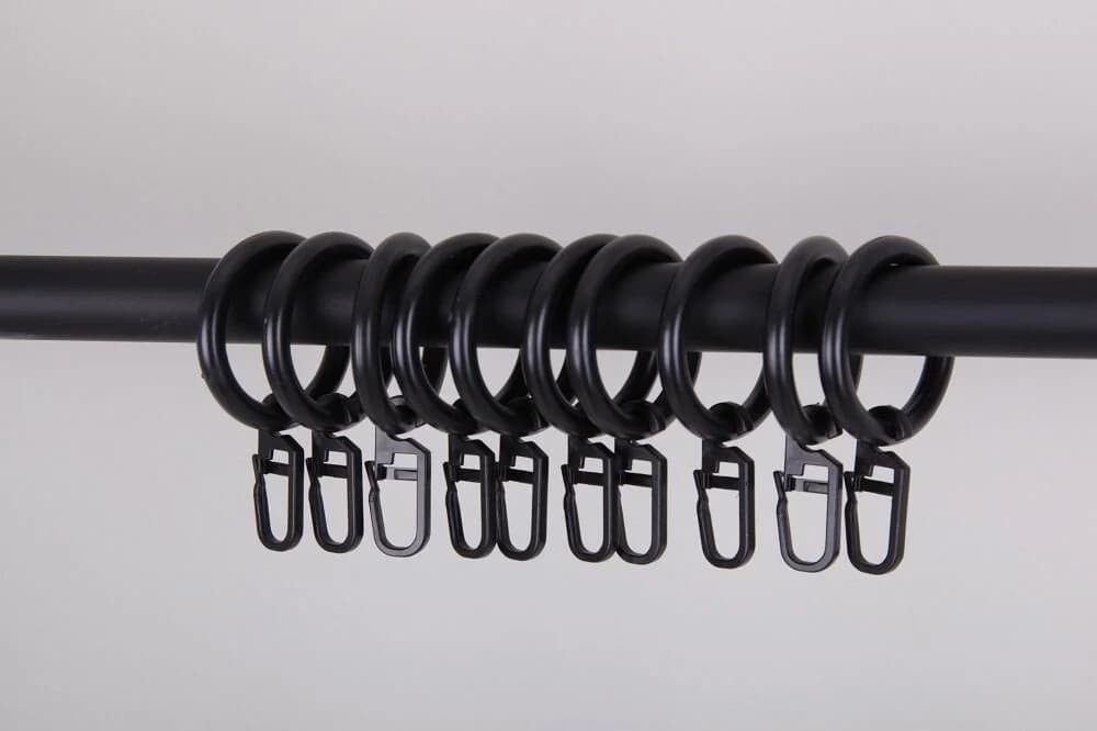 Clever-Kauf-24 Gardinenring Set 10-tlg. Schwarz für 16mm Stangen - Bild 2
