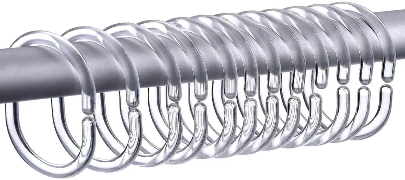 Clever-Kauf-24 Duschvorhangringe 12er Set Transparent Kunststoff