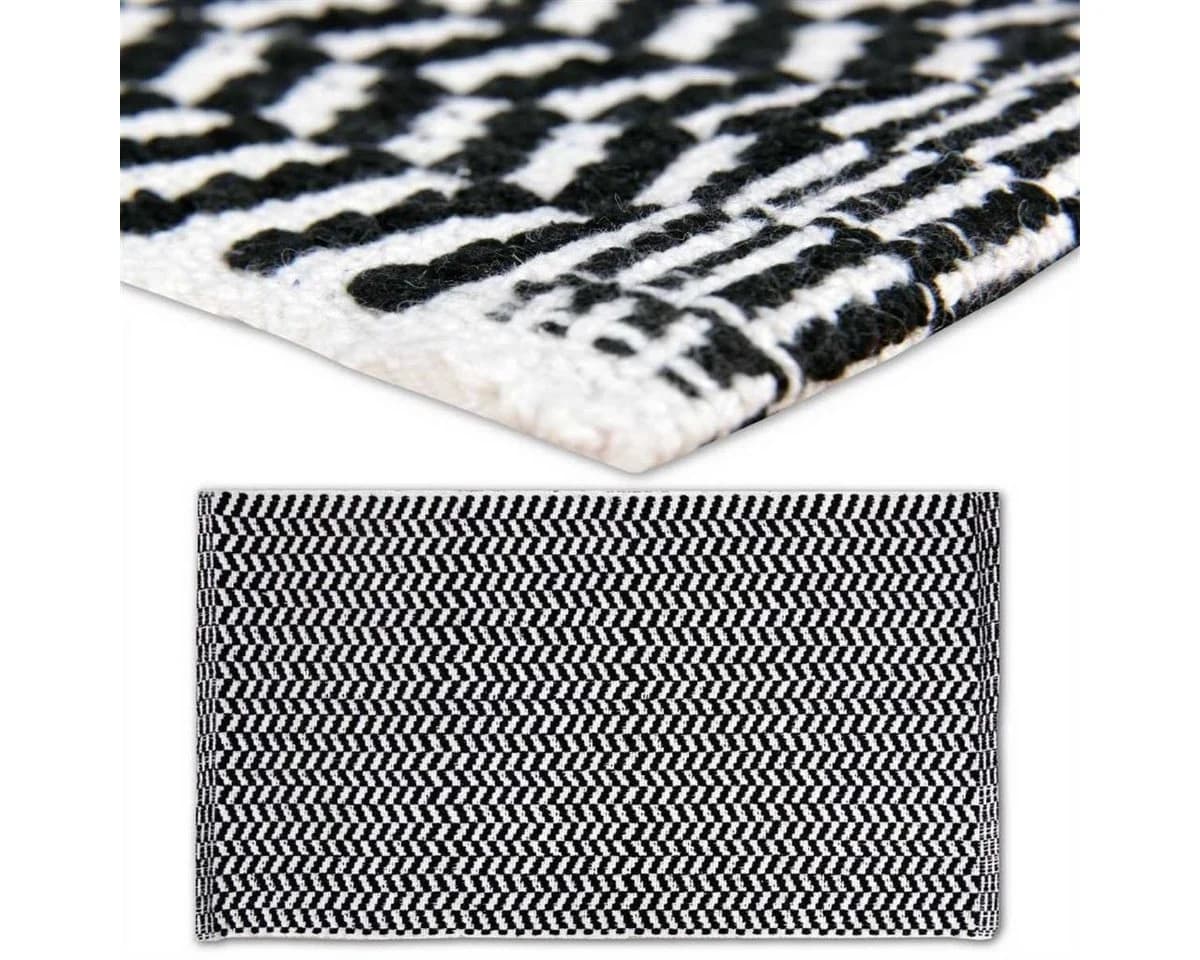 Pro Home Teppich eckig 100% Baumwolle Schwarz Weiß Flickenteppich - Bild 4