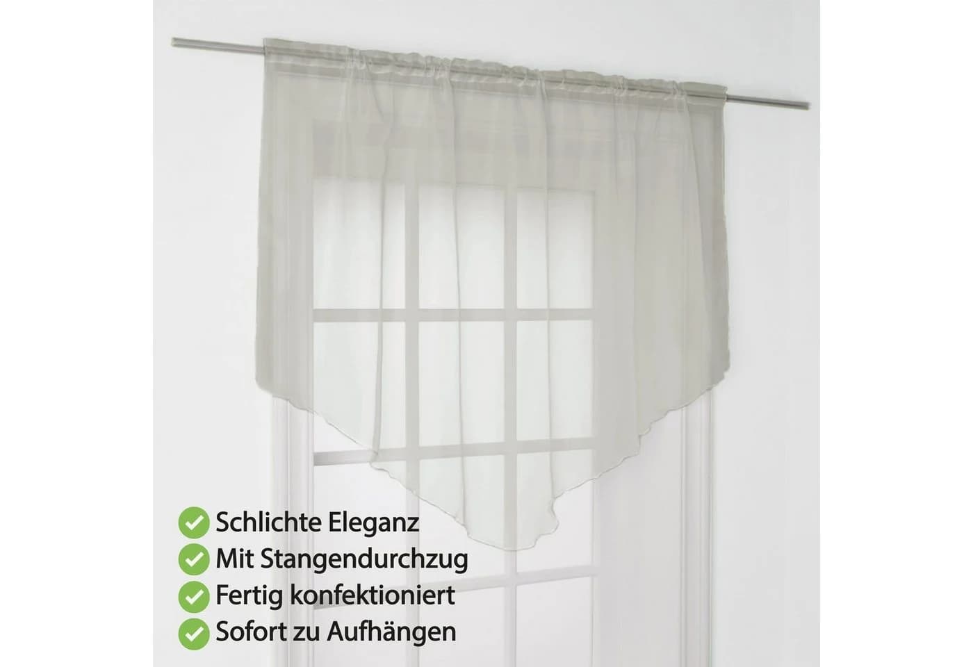 Arsvita Scheibengardine Zipfelgardine Transparent Stangendurchzug - Bild 3