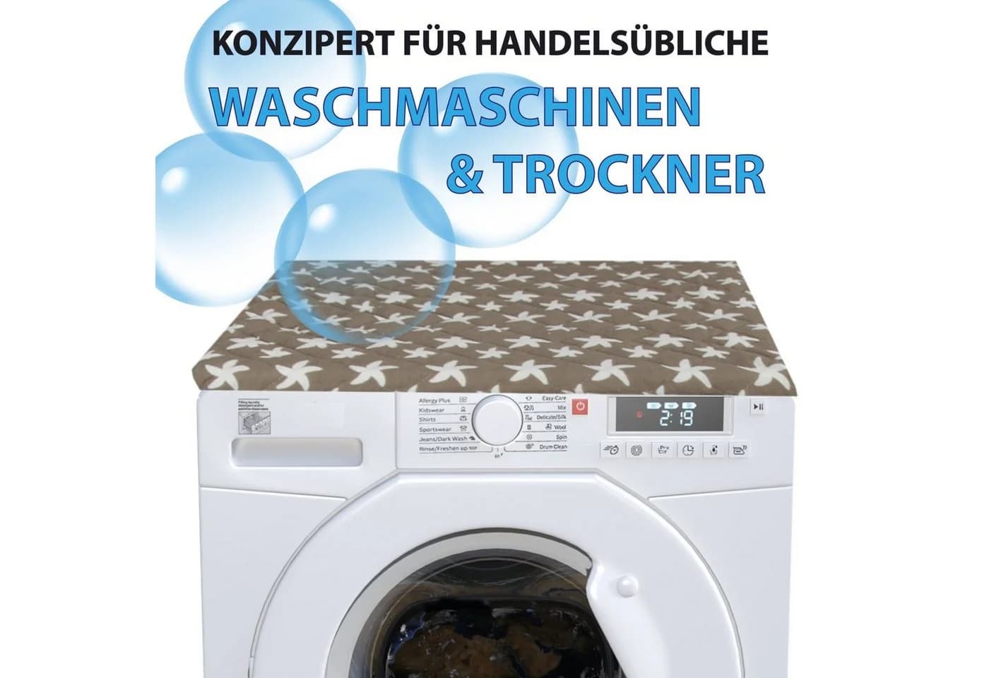 Bestlivings Waschmaschinenbezug Grau Frottee-Steppung mit Gummizug - Bild 3
