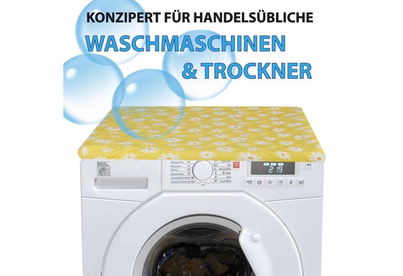Bestlivings Waschmaschinenbezug Gelb Frottee-Steppung mit Gummizug - Bild 3