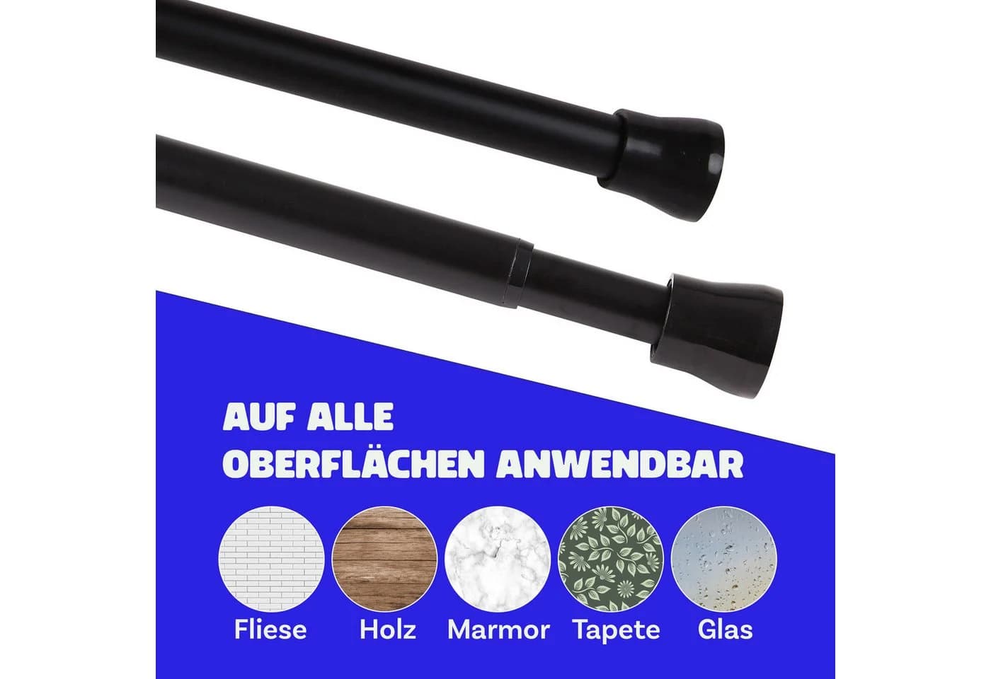 Bestlivings Spannstange ohne Bohren Ø19mm Schwarz Metall - Bild 4