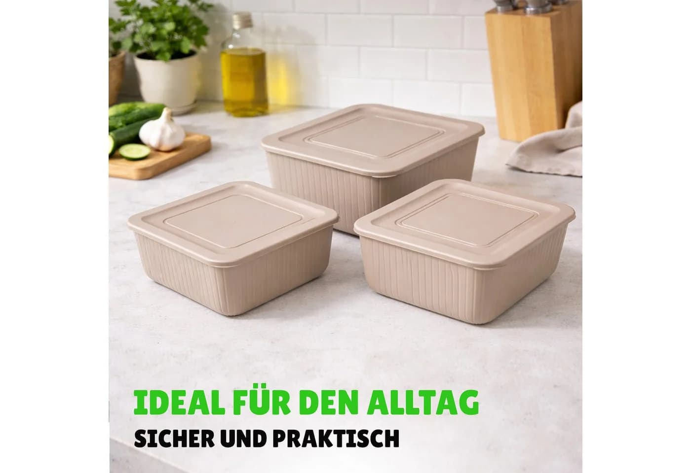 Pro Home Vorratsdose Set 3-teilig Beige Kunststoff BPA-frei - Bild 4