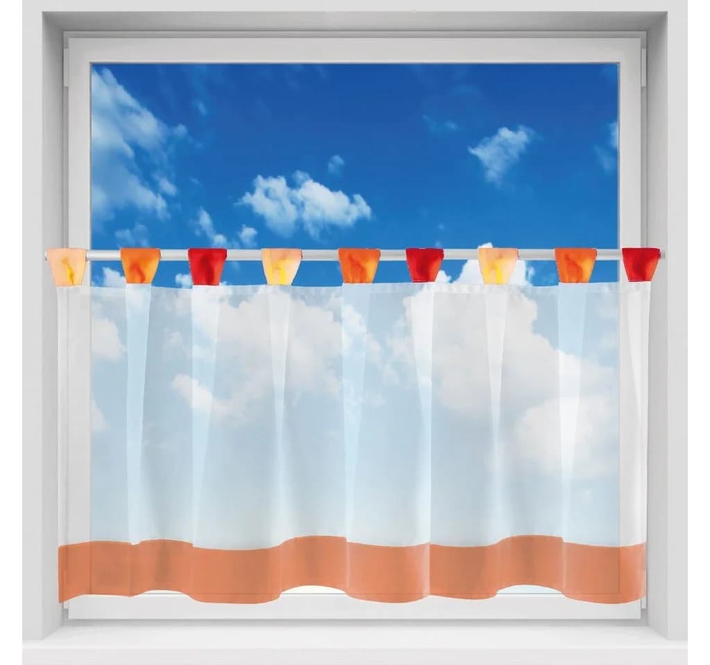 Arsvita Bistrogardine mit Schlaufen Transparent Orange Voile - Bild 2