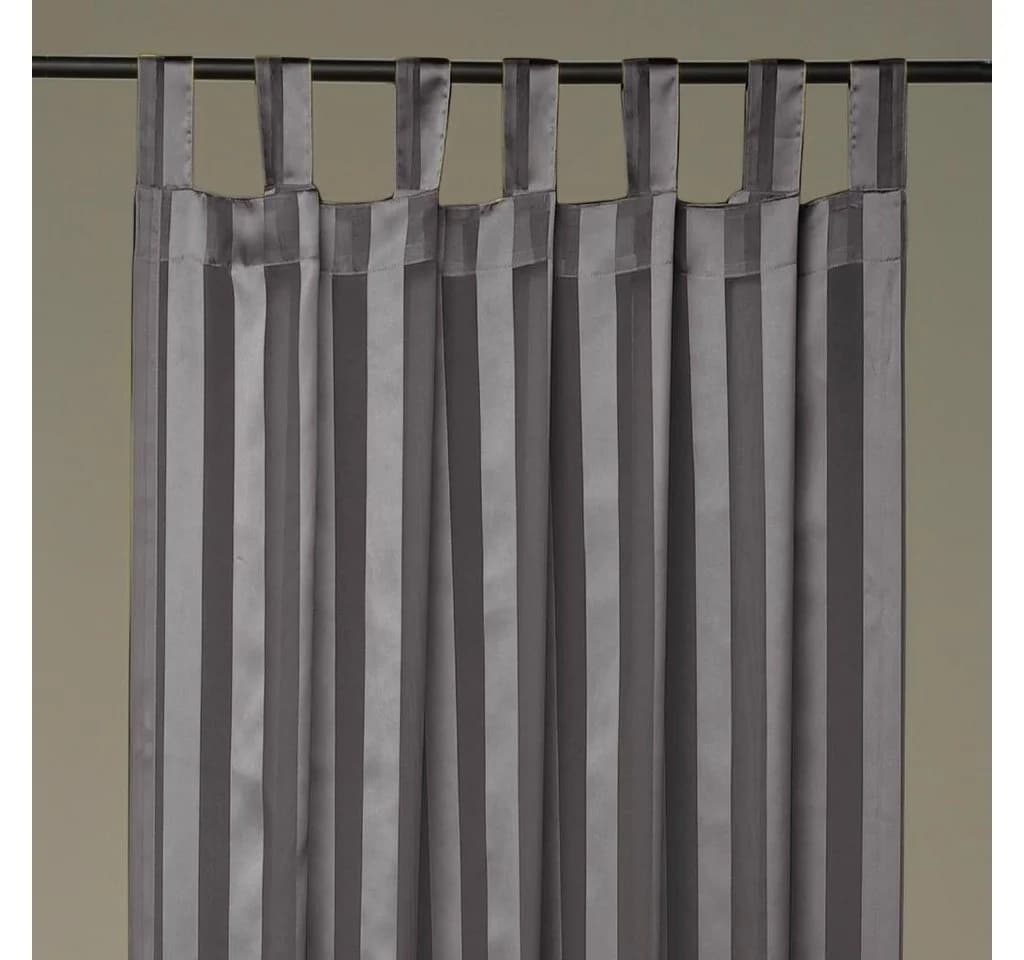 Arsvita Vorhang Grau Streifen Polyester Halbtransparent - Bild 2
