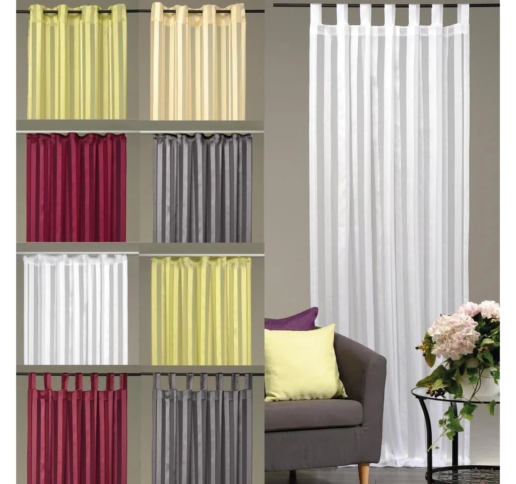 Arsvita Vorhang Grau Streifen Polyester Halbtransparent - Bild 3