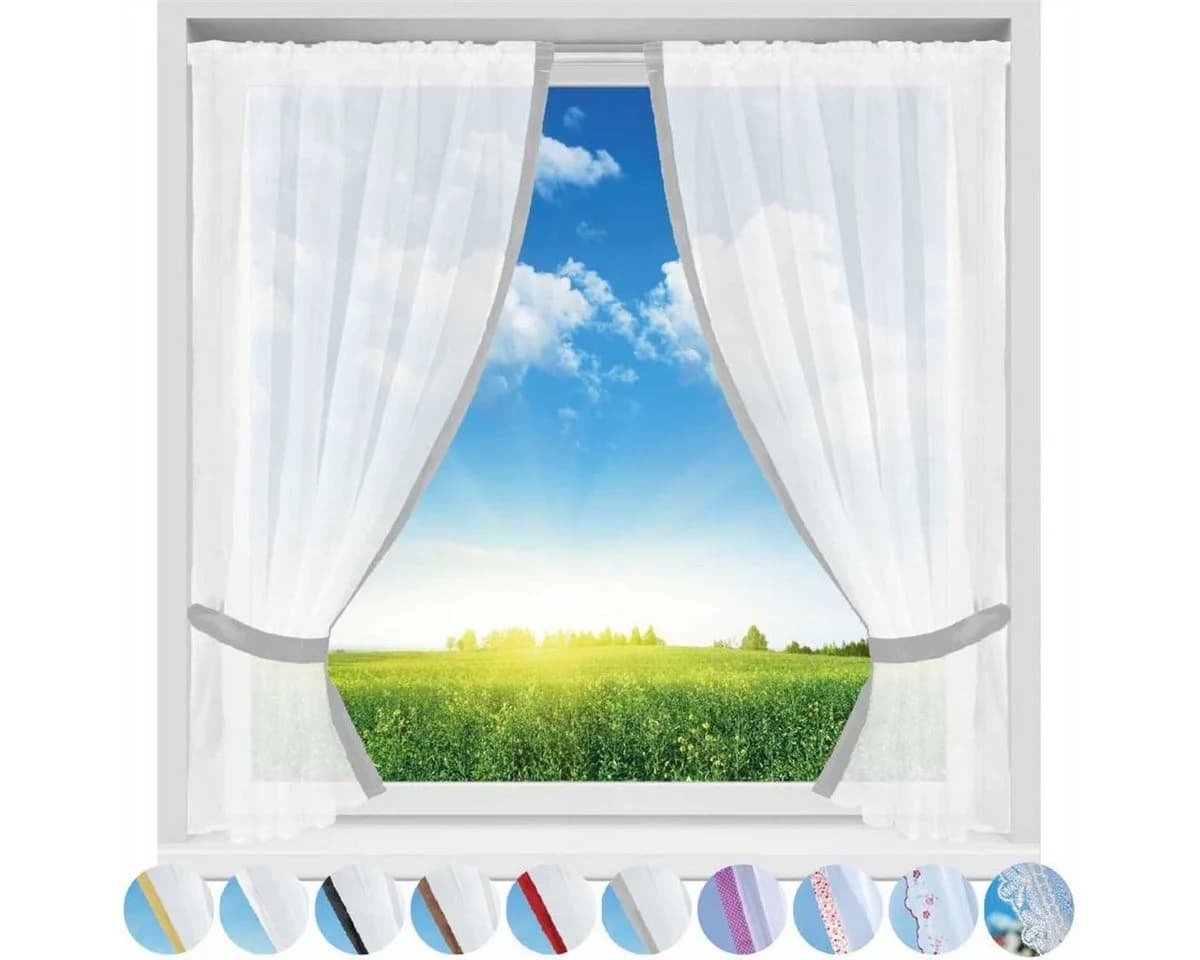 Arsvita Vorhang Transparent Stangendurchzug Gardinenset Voile