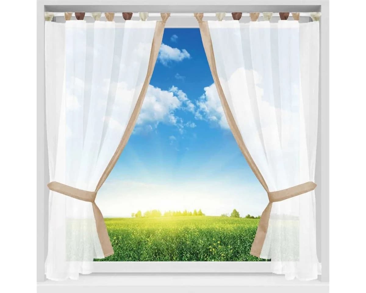 Arsvita Gardinenset Schlaufenvorhang Transparent Beige Landhausstil - Bild 3