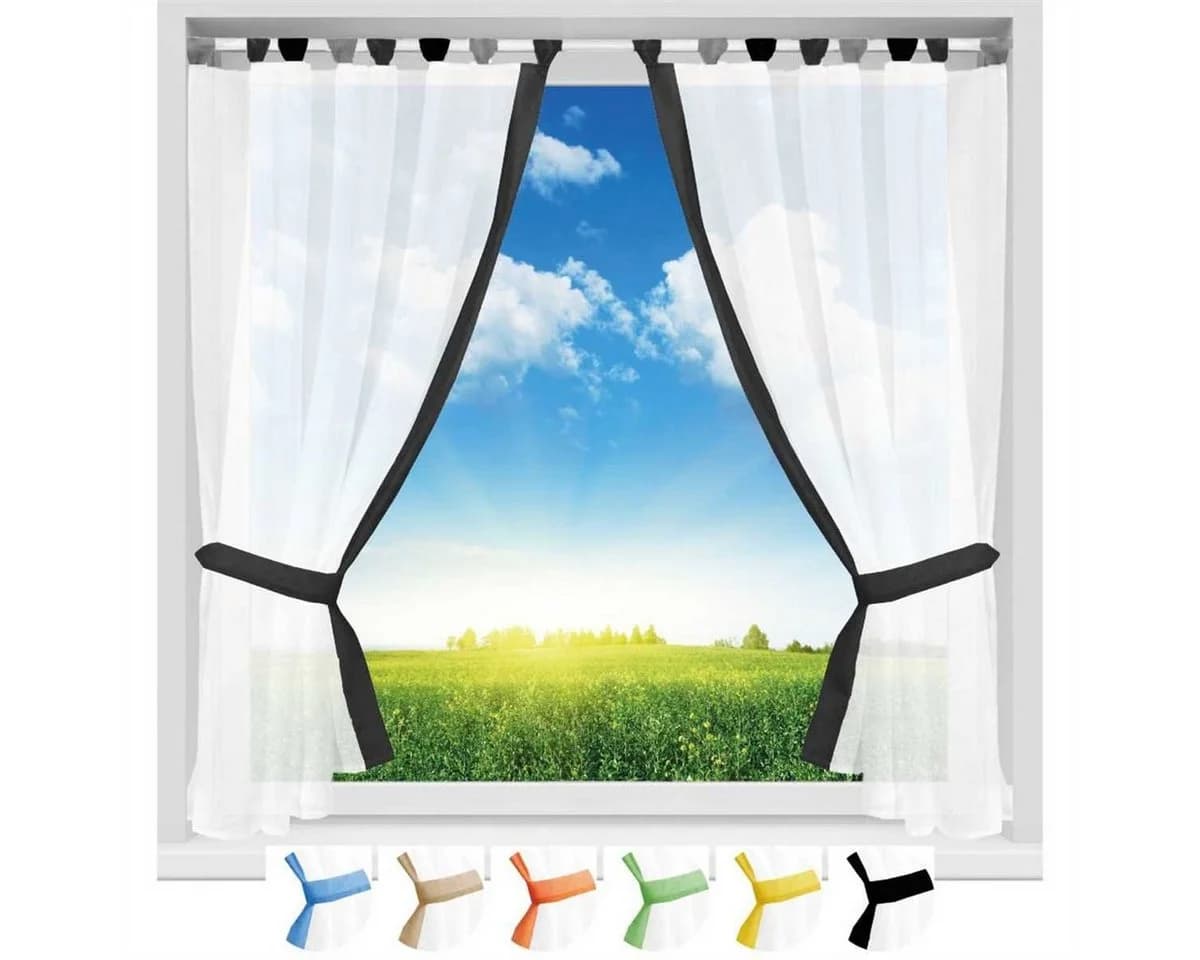 Arsvita Gardinenset Landhausstil Grau Transparent mit Schlaufen - Bild 2