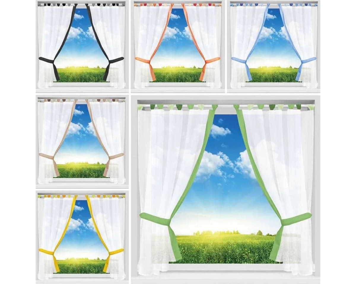 Arsvita Gardinenset Landhausstil Grau Transparent mit Schlaufen - Bild 4
