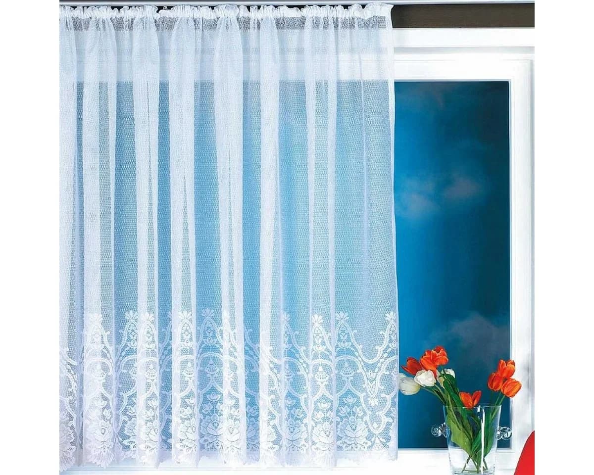 Arsvita Vorhang Kräuselband Transparent Weiß Übergardine Spitzenoptik