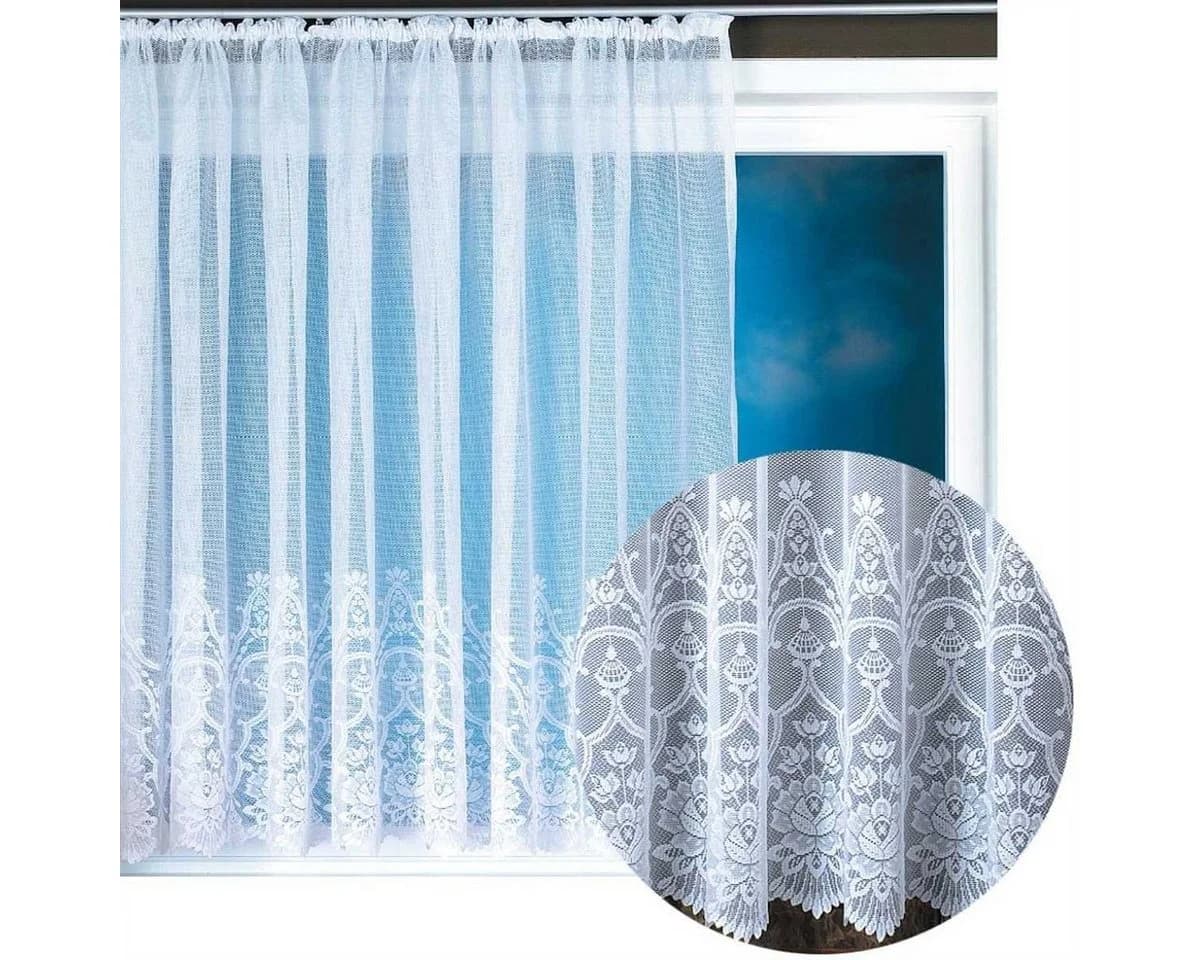 Arsvita Vorhang Kräuselband Transparent Weiß Übergardine Spitzenoptik - Bild 2