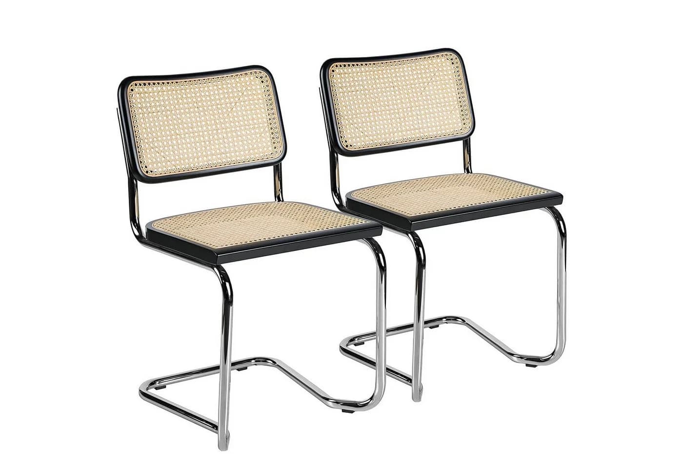 k-hometrends Freischwinger KALE 2er-Set Buche Schwarz Wiener Geflecht - Bild 2