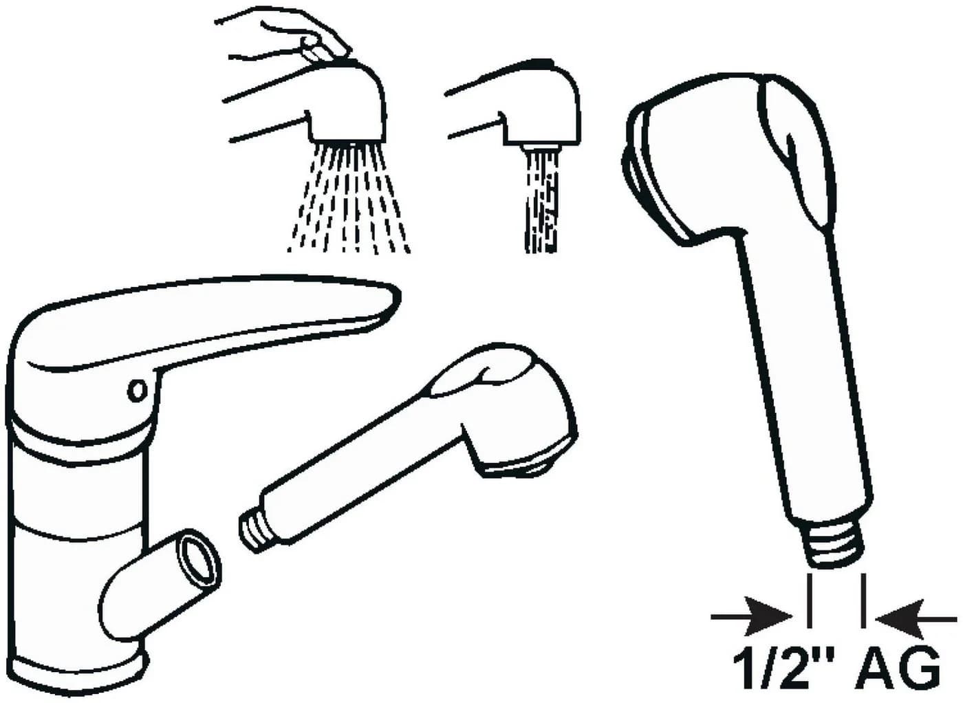 CORNAT Brausegarnitur Küchen-Umschaltbrause Weiß 2 Strahlarten - Bild 3