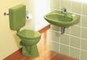 CORNAT Tiefspül-WC Moosgrün Keramik Oval Bild 1