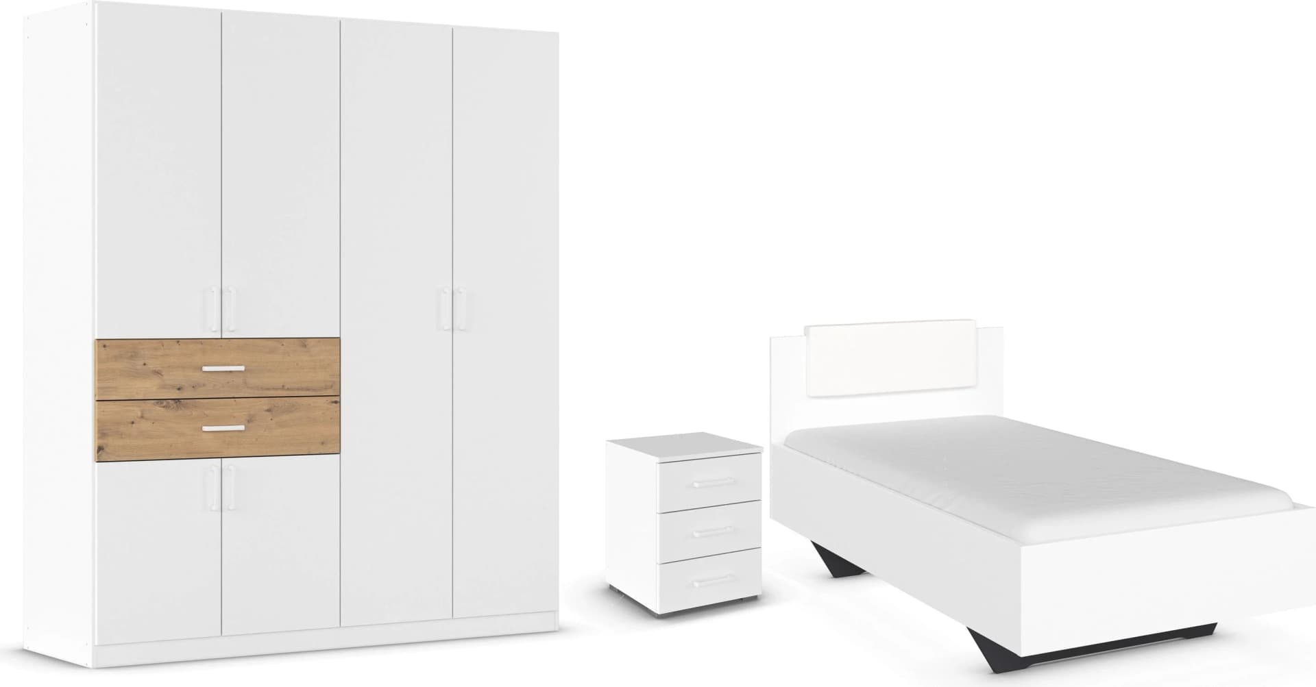 Rauch MAIKA Schlafzimmer-Set 3-tlg. Weiß Eiche Artisan
