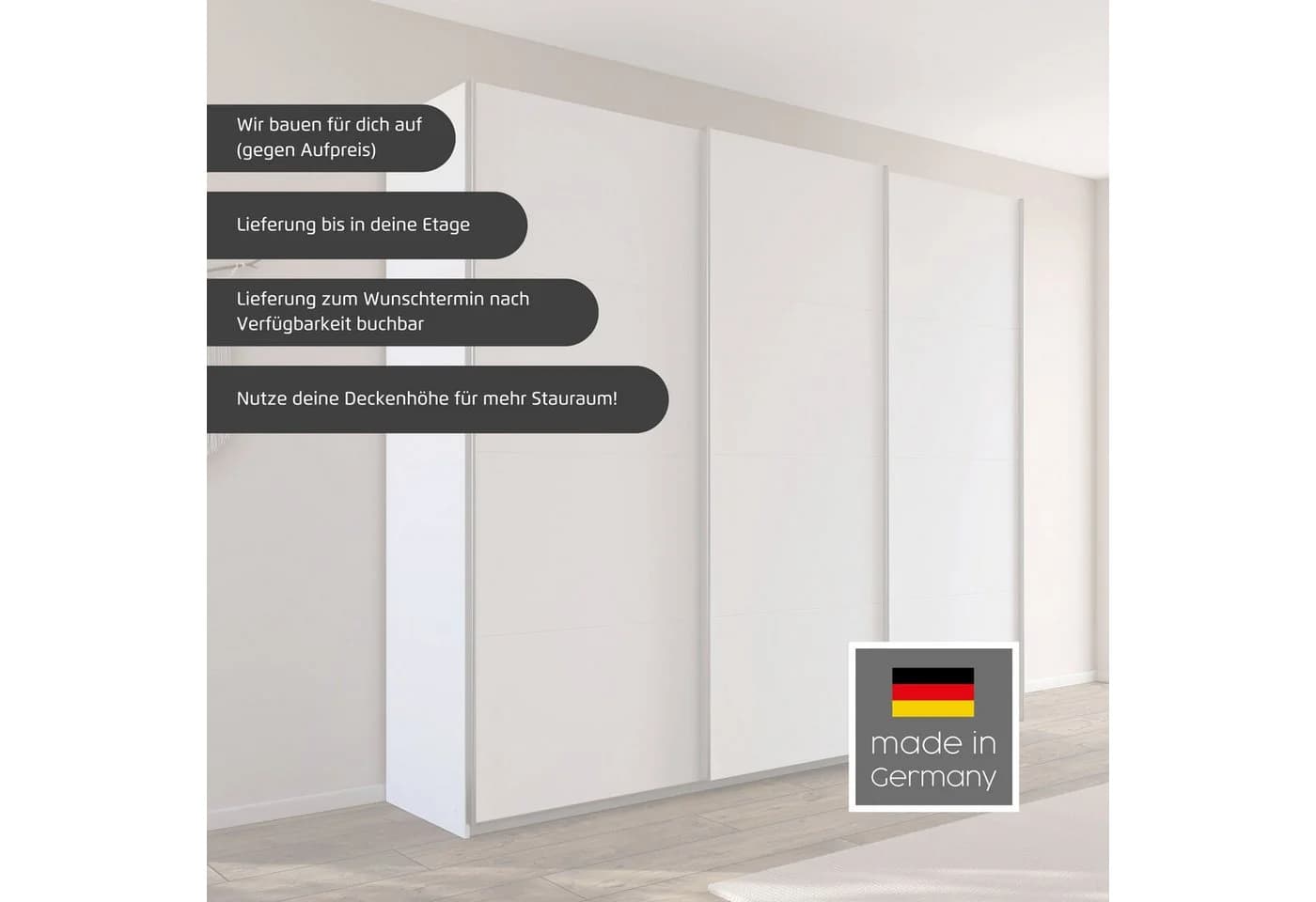 OTTO HOME Schwebetürenschrank AGORDO Alpinweiß mit Griffleisten - Bild 3