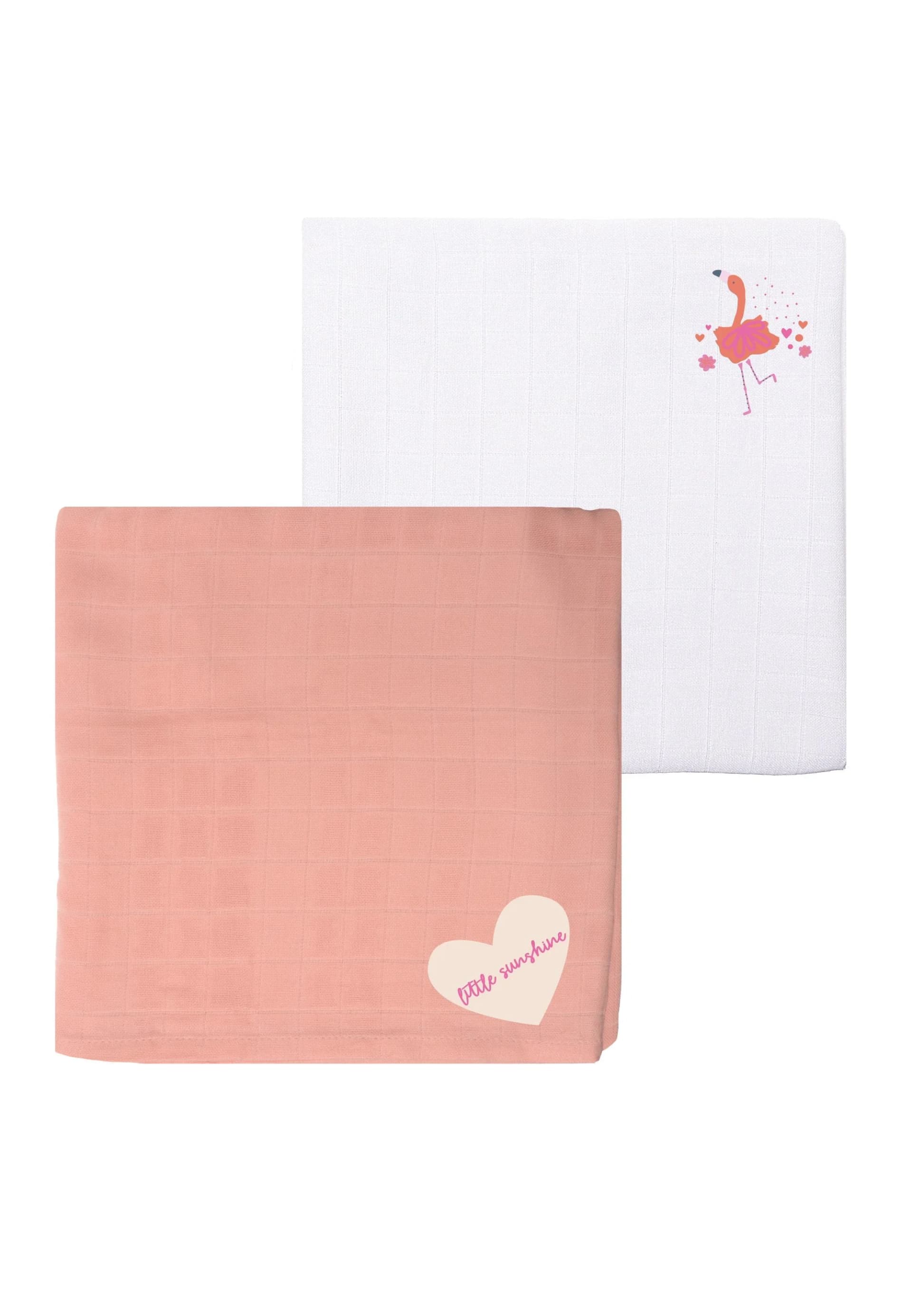 Liliput Spucktuch Flamingo Rosa Weiß Bambus-Viskose Baumwolle