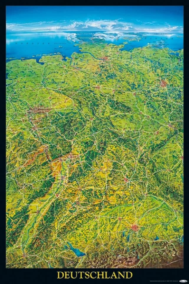Close Up Poster Deutschland Geographische Panorama-Karte 61x91,5 cm - Bild 2