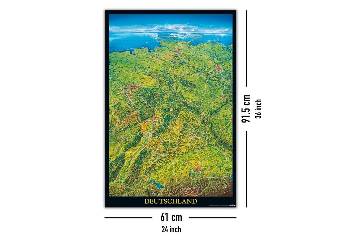 Close Up Poster Deutschland Geographische Panorama-Karte 61x91,5 cm - Bild 5
